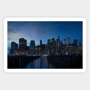 Financial district of Manhattan in New York City at night Sticker